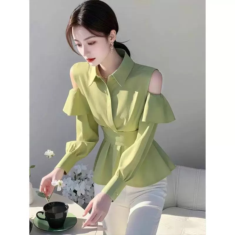 Camicetta blu royal con spalle - Women Formal Wear Stitching recensione e prezzo