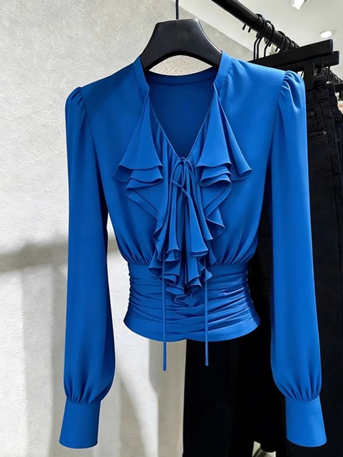 Camicetta blu royal con volant - Women Formal Blouses For Evening Wear recensione e prezzo