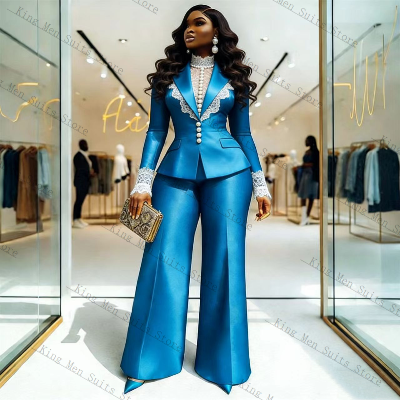 Completo da Donna in Raso Blu  - Women'S Formal Wear Jackets recensione e prezzo