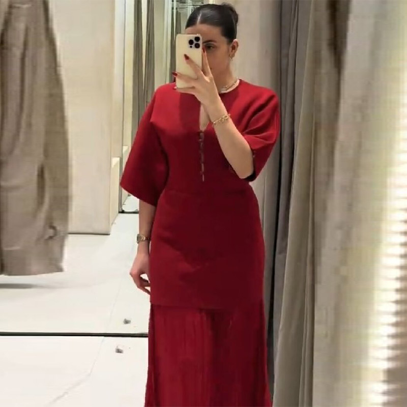 Abito Lungo Elegante Bordeaux  - Women'S Formal Evening Wear Tops recensione e prezzo