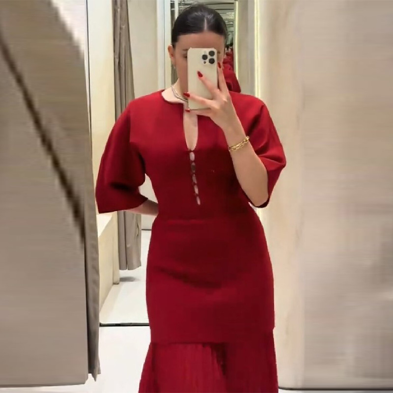 Abito Lungo Elegante Bordeaux  - Women'S Formal Evening Wear Tops recensione e prezzo